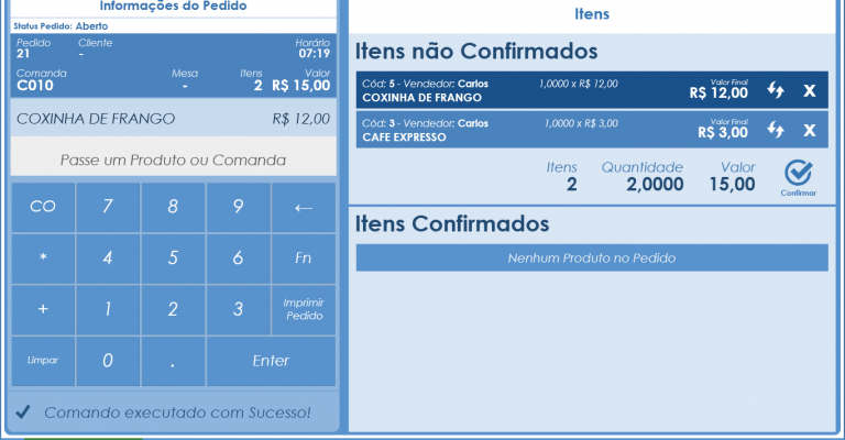 VENDAS POR COMANDAS / MESAS